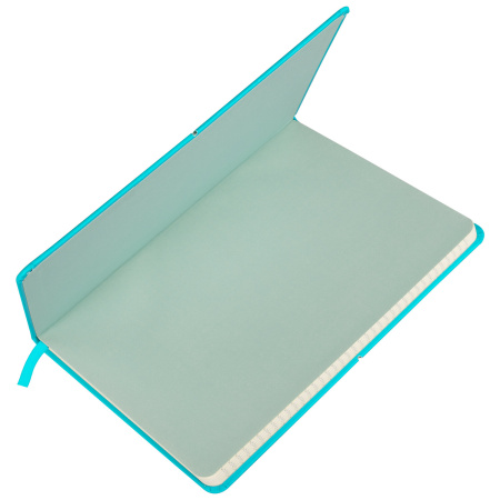 Блокнот А5 (148x218 мм), BRAUBERG "Metropolis X", под кожу, 80 л., резинка, клетка, бирюзовый, 111035 - Бизнес-блокноты и бизнес-тетради