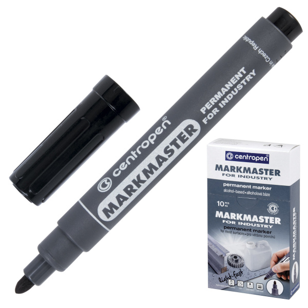 Маркер перманентный для промышленной маркировки ЧЕРНЫЙ CENTROPEN "Marksmaster", 2,5 мм, 8599, 5 8599 0112 - Маркеры промышленные и прочие специальные