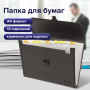 Папка для бумаг и документов с замком и 13 отделениями BRAUBERG "HIT", А4, пластик, черная, 229572 - Папки пластиковые с отделениями