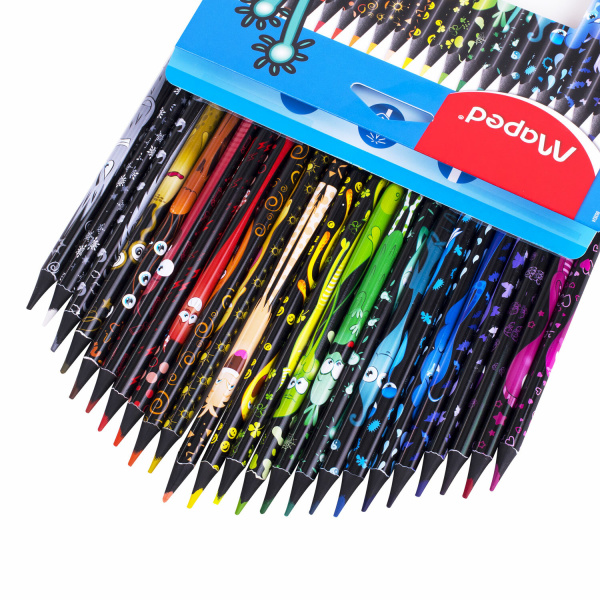Карандаши цветные MAPED "COLOR PEP'S Black Monster", набор 24 цвета, пластиковый корпус, 862624 - Карандаши цветные