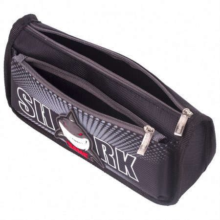 Пенал ЮНЛАНДИЯ, 2 отделения, полиэстер, "Shark", черный, 21х6х9 см, 270271 - Пеналы мягкие