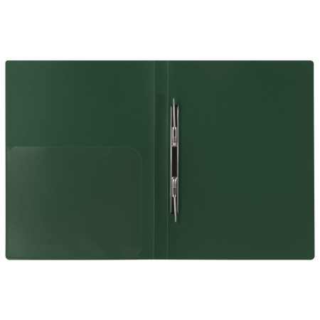 Папка с металлическим скоросшивателем и внутренним карманом BRAUBERG "Диагональ", темно-зеленая, до 100 листов, 0,6 мм, 221354 - Папки с пружинным и пластиковым скоросшивателем