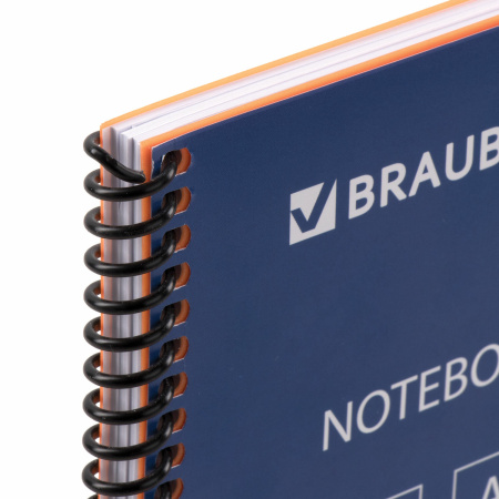 Тетрадь А4, 80 листов, BRAUBERG "Metropolis", спираль пластиковая, клетка, обложка пластик, ОРАНЖЕВЫЙ, 403395 - Тетради формата А4