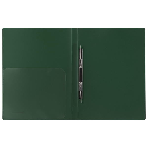 Папка с металлическим скоросшивателем и внутренним карманом BRAUBERG "Диагональ", темно-зеленая, до 100 листов, 0,6 мм, 221354 - Папки с пружинным и пластиковым скоросшивателем