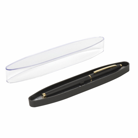 Ручка подарочная перьевая BRAUBERG "Brioso", СИНЯЯ, корпус черный с золотистыми деталями, 143467 - Ручки бизнес-класса