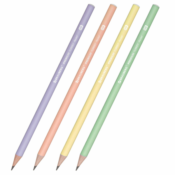 Карандаш чернографитный BRAUBERG "PREMIUM TURKEY", 1 шт., "Pastel", НВ, ассорти, дисплей - Карандаши чернографитные