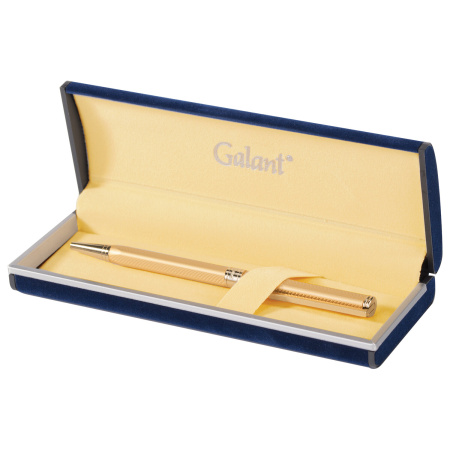 Ручка подарочная шариковая GALANT "Stiletto Gold", тонкий корпус, золотистый, золотистые детали, пишущий узел 0,7 мм, синяя, 140527 - Ручки шариковые подарочные