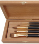 Набор №4 Roubloff 5 кистей из колонка длинная ручка буковый пенал - Кисти художественные в наборах