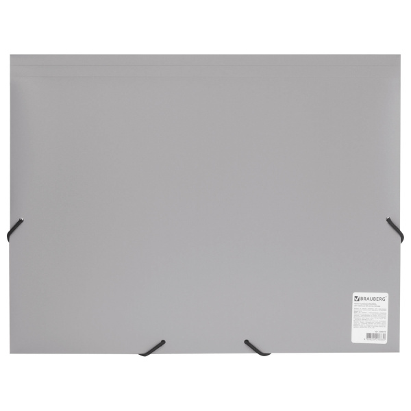Папка на резинках BRAUBERG "Office", серая, до 300 листов, 500 мкм, 228079 - Папки на резинках пластиковые