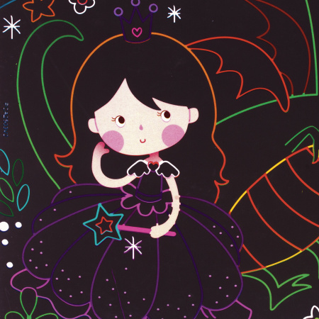 Гравюра магическая "Принцесса и дракоша", А5, 2 основы в комплекте, с трафаретом, ЮНЛАНДИЯ, 662690 - Гравюры