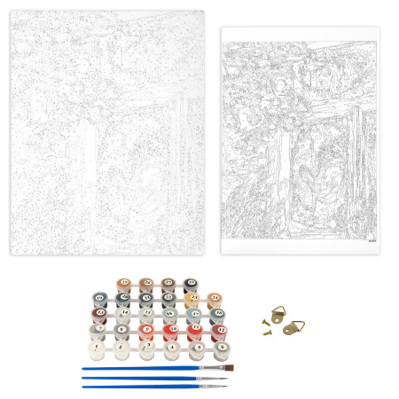 Картина по номерам 40х50 см, ОСТРОВ СОКРОВИЩ "Кот и снегири", на подрамнике, акрил, кисти, 662899 - Картины по номерам