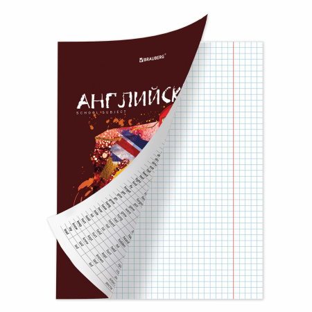 Тетрадь предметная со справочным материалом ORIGINAL 48 л., TWIN лак, АНГЛИЙСКИЙ ЯЗЫК, клетка, BRAUBERG, 404299 - Тетради предметные