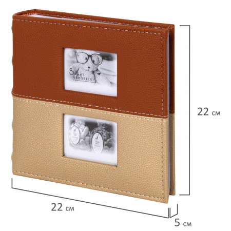 Фотоальбом BRAUBERG "Mirror" на 200 фото 10х15 см, под кожу, бумажные страницы, бокс, 391184 - Фотоальбомы