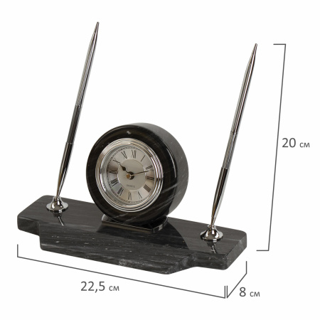 Набор настольный GALANT из мрамора, 8 предметов, черный мрамор/серебристые металлические детали, 231192 - Настольные наборы и аксессуары из мрамора