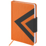 Ежедневник недатированный А5 138x213 мм BRAUBERG "Waves" под кожу, застежка 160 л., оранжевый/черный, 111878 - Ежедневники с покрытием "под кожу и ткань"