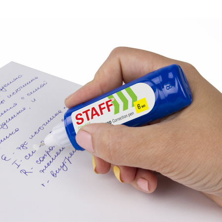 Ручка-корректор STAFF "College", 6 мл, металлический наконечник, плоский корпус, 227569 - Корректирующие ручки