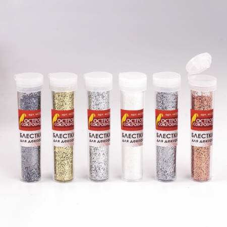 Блестки (глиттер) для декора, ОСТРОВ СОКРОВИЩ, МЕТАЛЛИК, 7 грамм, ассорти, 1 шт, 662220