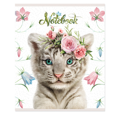 Тетрадь А5, 48 л., ПЗБМ, скоба, клетка, конгрев, выборочный TWIN лак, "Звери ми-ми-ми" (5 видов), 027026 - Тетради 40-48 листов