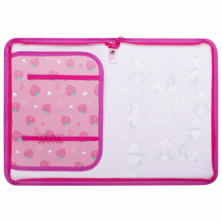 Папка для труда на молнии ЮНЛАНДИЯ А4, 1 отделение, откидная планка, органайзер, "Panda time", 270983 - Папки для тетрадей и уроков труда