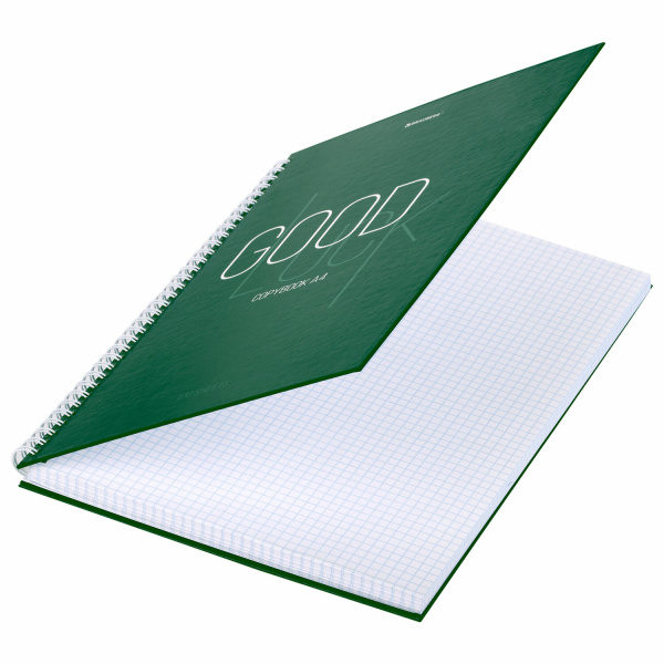 Тетрадь А4, 120 л., BRAUBERG, гребень, клетка, обложка твердая, "Good Luck", 404074 - Тетради формата А4