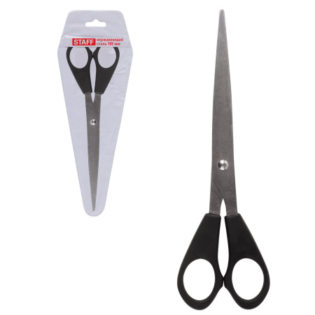 Ножницы STAFF Basic 165 мм, чёрные, ПВХ чехол с европодвесом, 235459 - Ножницы универсальные