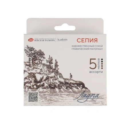 Ладога Набор сухих художественных графических материалов: сепия ассорти цветов 5 мелков
