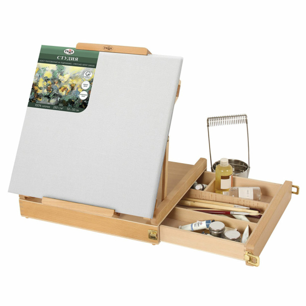 Этюдник настольный ГАММА "Московская палитра", бук, 38х42х13 (65) см, высота холста 86 см, 101018_11 - Этюдники