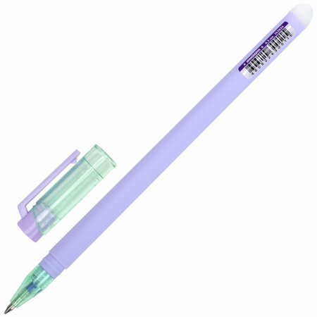 Ручка стираемая гелевая ЮНЛАНДИЯ "Лимонад", СИНЯЯ, прорезиненный корпус ассорти, узел 0,5 мм, линия письма 0,35 мм, 143654 - Ручки со стираемыми чернилами