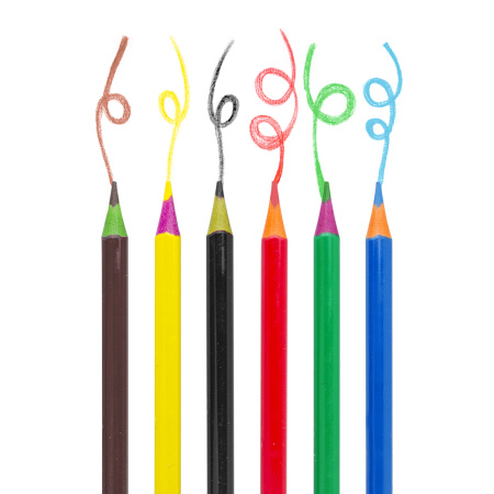 Карандаши цветные ЮНЛАНДИЯ "КАРНАВАЛ", 6 цветов, пластиковые, заточенные, трехгранный корпус, 181683 - Карандаши цветные