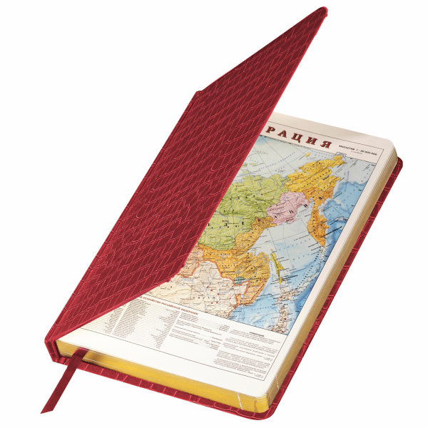 Ежедневник недатированный А5 138х213 мм BRAUBERG "Comodo" под кожу, 160 л., красный, 123840 - Ежедневники с покрытием "под кожу и ткань"