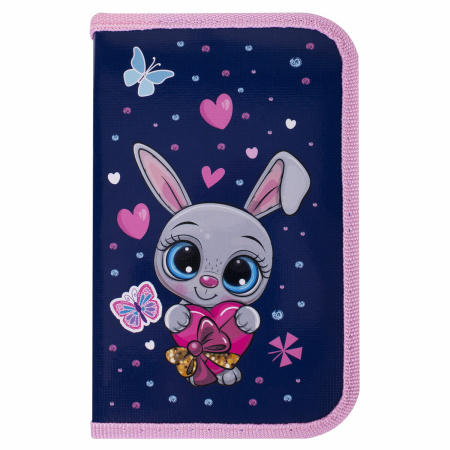 Пенал ПИФАГОР, 1 отделение, ламинированный картон, 19х11 см, "Lovely Bunny", 271501 - Пеналы каркасные