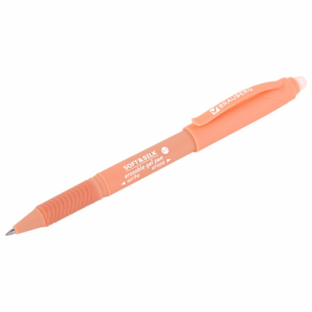 Ручка стираемая гелевая с грипом BRAUBERG "SOFT&SILK PASTEL", СИНЯЯ, корпус ассорти, узел 0,7 мм, 1 шт, 143934 - Ручки со стираемыми чернилами