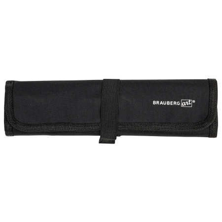 Кисти художественные набор 12 шт., в черной скрутке, синтетика, BRAUBERG ART CLASSIC, № 1-14 + веерная, 200968 - Кисти художественные в наборах