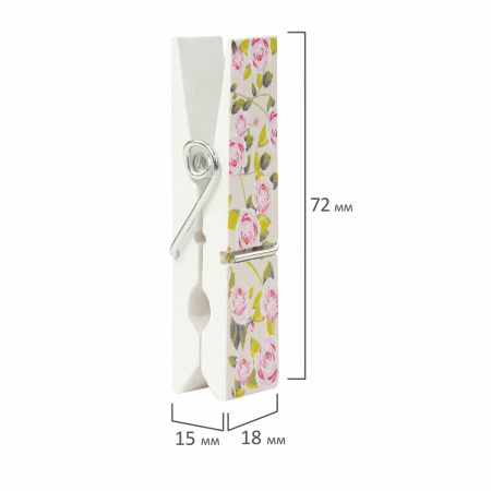 Прищепки декоративные широкие "Шебби-шик", 4 штуки, 7,2 см, ассорти, ОСТРОВ СОКРОВИЩ, 662679 - Прищепки для творчества