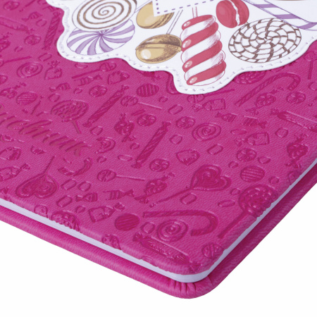 Дневник 1-11 класс 48 л., кожзам (твердая с поролоном), тиснение аппликация, BRAUBERG, "СЛАДОСТИ", 105487 - Дневники универсальные