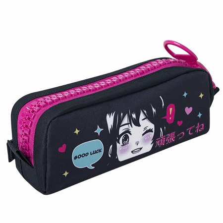 Пенал BRAUBERG с объемной "тракторной" молнией, 1 отделение, ткань, 22х8х6,5 см, "Anime girl", 271566 - Пеналы мягкие