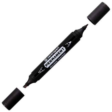 Маркер перманентный двусторонний CENTROPEN 1666, ЧЕРНЫЙ, круглый/скошенный, 1/1-4 мм, 6 1666 0112