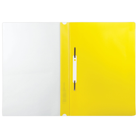 Скоросшиватель пластиковый с перфорацией BRAUBERG, А4, 140/180 мкм, желтый, 226587 - Папки-скоросшиватели мягкие