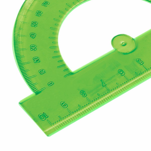 Транспортир пластик 10 см, 180 градусов, BRAUBERG, прозрачный, неоновый, ассорти, 210620 - Транспортиры