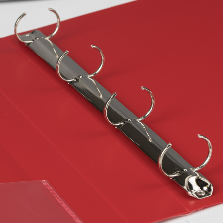 Папка на 4 кольцах, ширина 40 мм, BRAUBERG EXTRA, до 300 листов, КРАСНАЯ, 0,8 мм, 270549 - Папки на кольцах