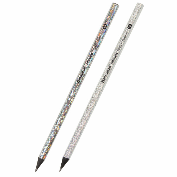 Карандаш чернографитный BRAUBERG "PREMIUM TURKEY", 1 шт., "Platinum", НВ, дисплей, 181561 - Карандаши чернографитные