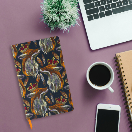 Ежедневник недатированный А5 (138х213 мм), BRAUBERG VISTA, под кожу, гибкий, 136 л., "Fox king", 112023 - Ежедневники с покрытием "под кожу и ткань"