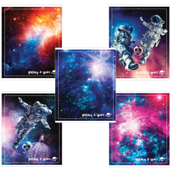 Тетрадь А5, 96 л., BRAUBERG, скоба, клетка, обложка картон, КОСМОС, 1 шт, 403059