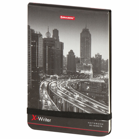 Блокнот в клетку с резинкой МАЛЫЙ ФОРМАТ А6 (100x150 мм), 80 л., BRAUBERG "X-Writer" "ГОРОДА", 111052 - Бизнес-блокноты и бизнес-тетради