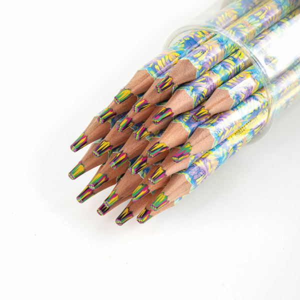 Карандаш с многоцветным грифелем МЯГКИЙ, 1 шт., ЮНЛАНДИЯ "MAGIC TROPIC", тропические цвета, утолщенный, 181790 - Карандаши цветные