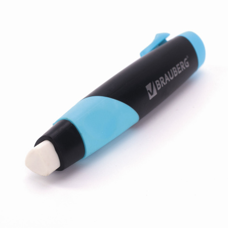 Ластик выдвижной BRAUBERG "Blaster", 112х21х24мм, белый, пластиковый держатель ассорти, 223593 - Ластики классические