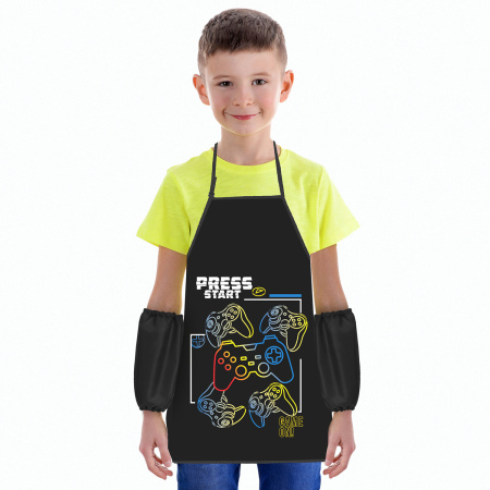 Фартук с нарукавниками для уроков труда ЮНЛАНДИЯ, 45х54 см, "Press Start", 271649 - Аксессуары для рисования