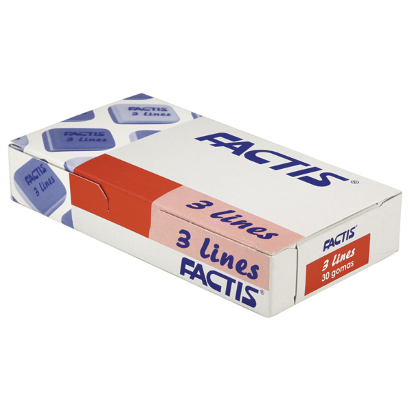 Ластик FACTIS 3 Lines (Испания), 30х24х13 мм, цвет ассорти, прямоугольный, CPF3LINES - Ластики классические