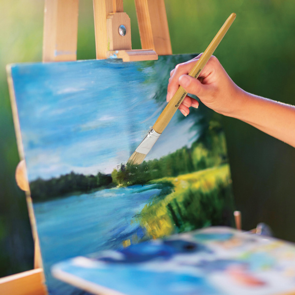 Кисть BRAUBERG, щетина, плоская, № 18, 200206 - Кисти для рисования