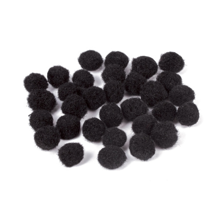 Помпоны для творчества, черные, 15 мм, 30 шт., ОСТРОВ СОКРОВИЩ, 661439 - Помпоны для творчества